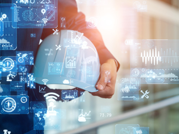 Arbeiter mit Hilm unter dem Arm